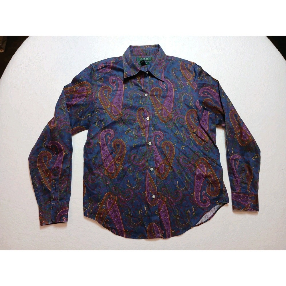 Lauren‎ Ralph Lauren Paisley All Over Print Long Sleeve Shirt Women's Size M